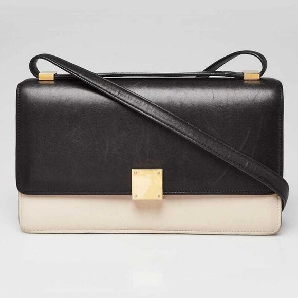 Celine Black/Beige Leather Flap Small Case Shoulder Bag - Picture 1 of 11